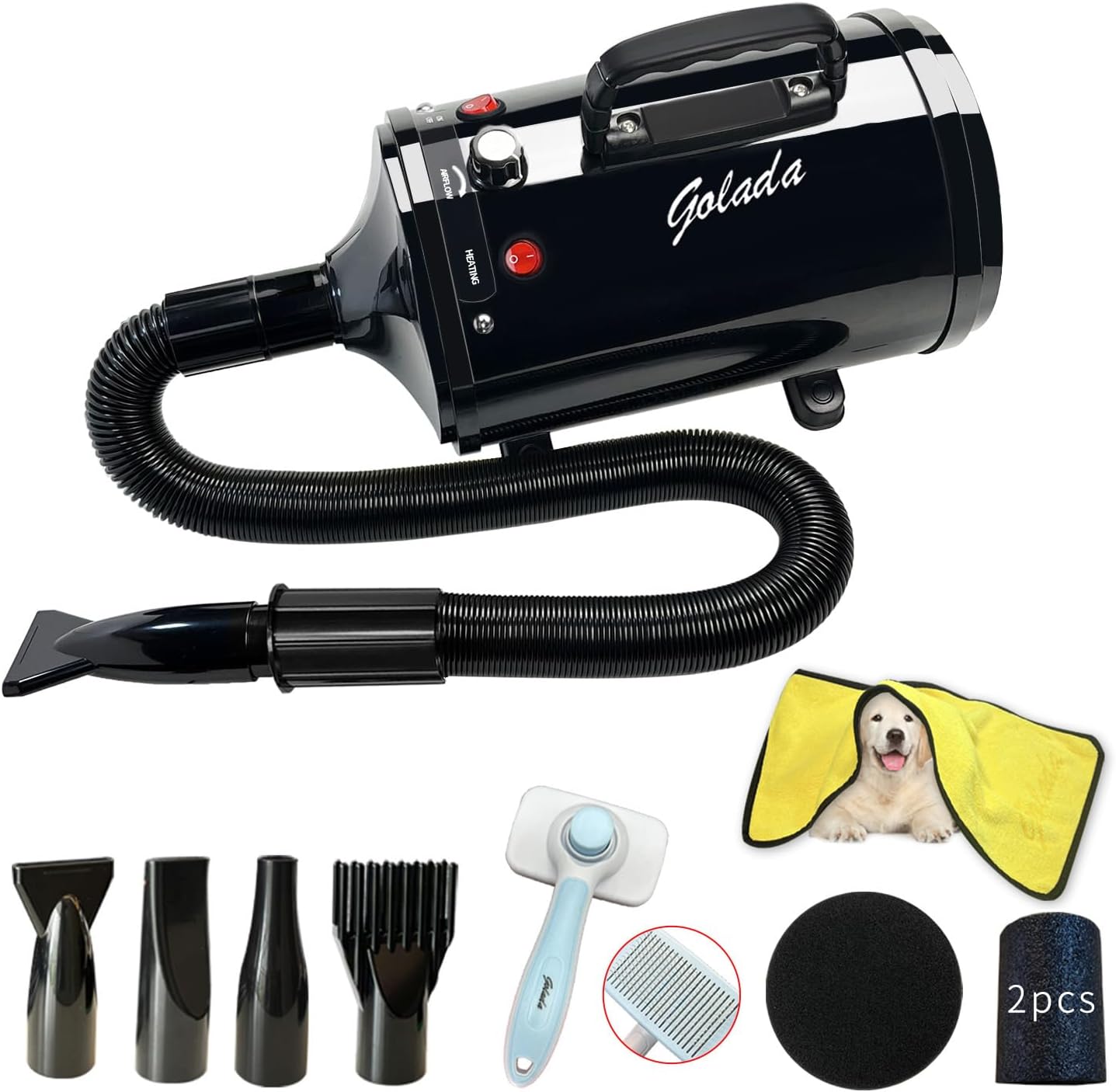 GOLADA High Velocity Pet Dryer - Fast Drying with Adjustable Settings