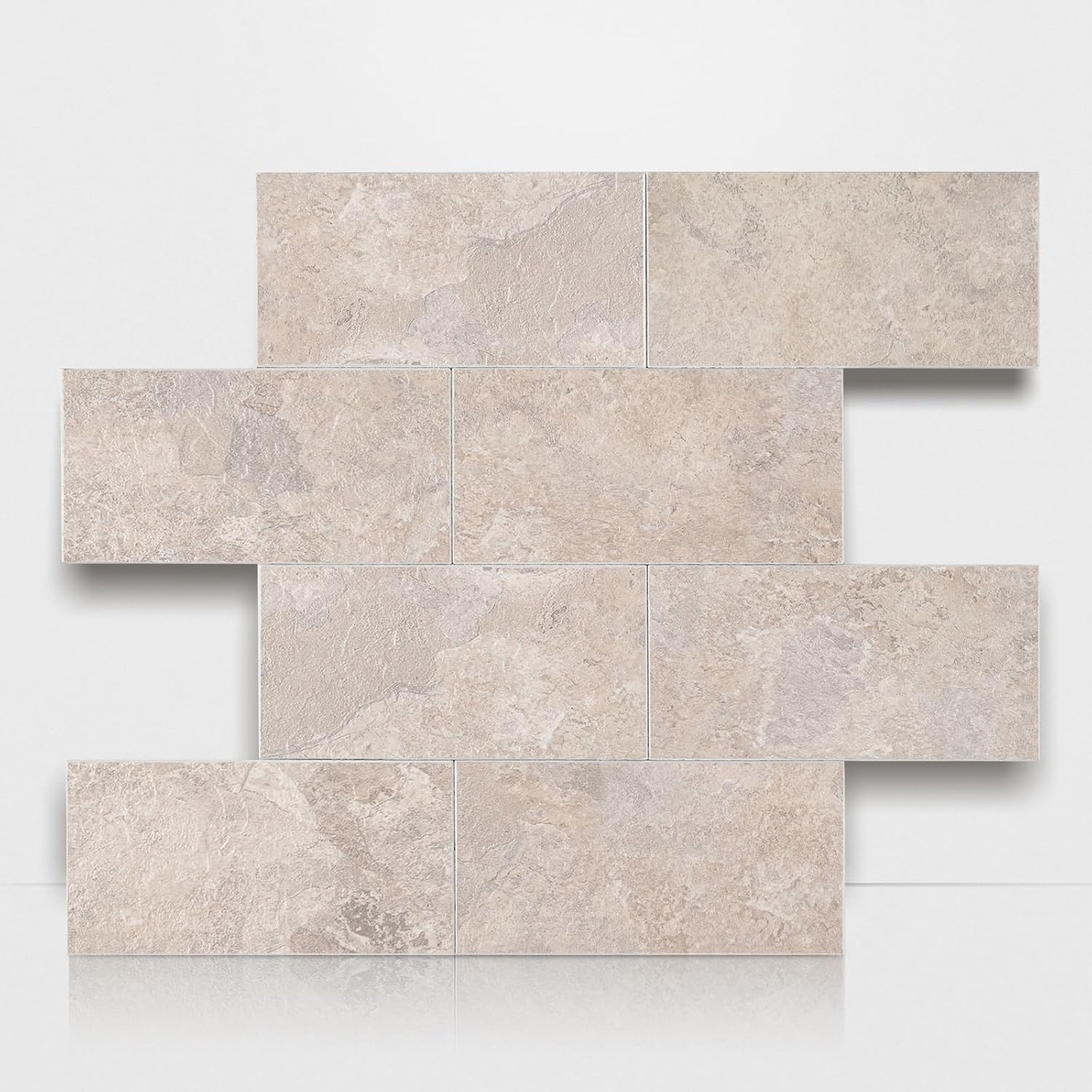 10 Sheet Stone Beige Peel and Stick Backsplash for Home Decor