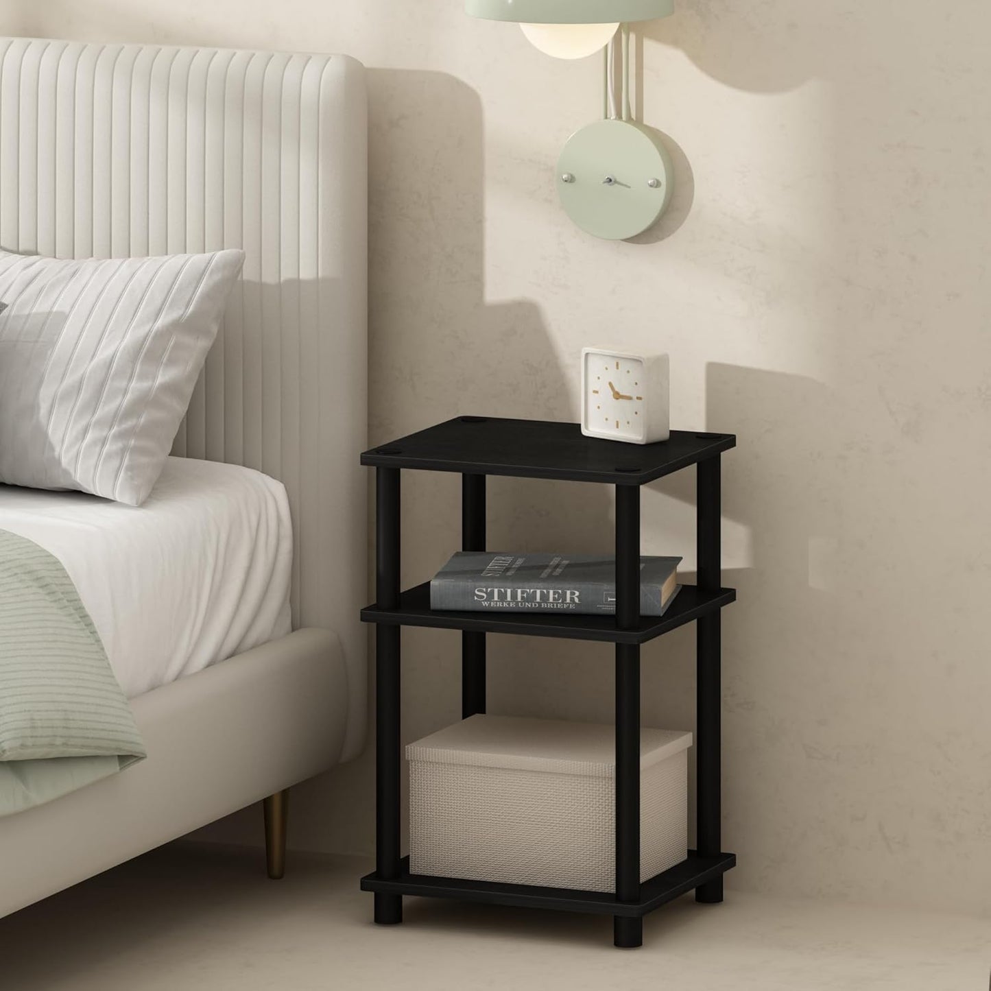 Furinno Just 3-Tier Turn-N-Tube Open Storage Nightstand Set