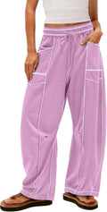 Womens Baggy Wide Leg Palazzo Pants - Casual Drawstring Trousers