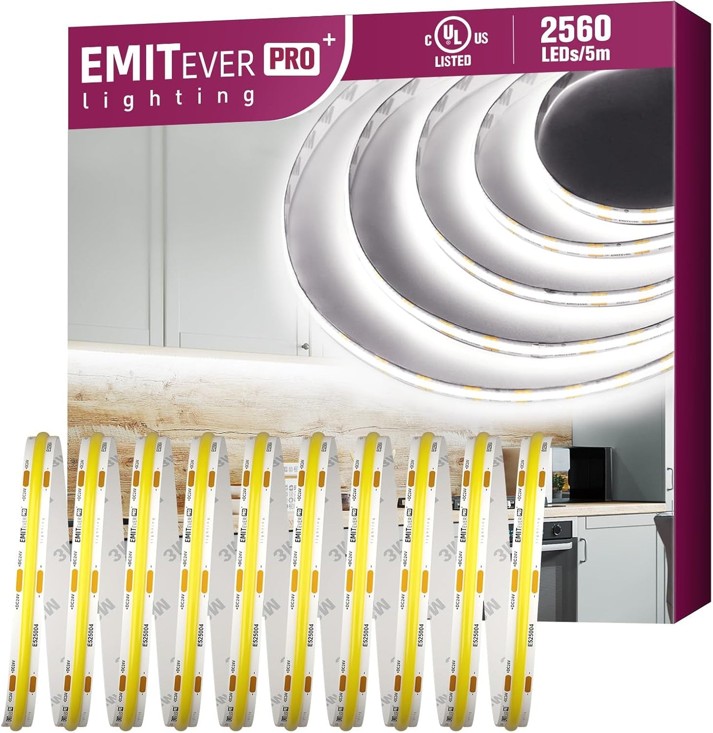 EMITEVER COB LED Strip Lights White 5000K for Versatile Lighting