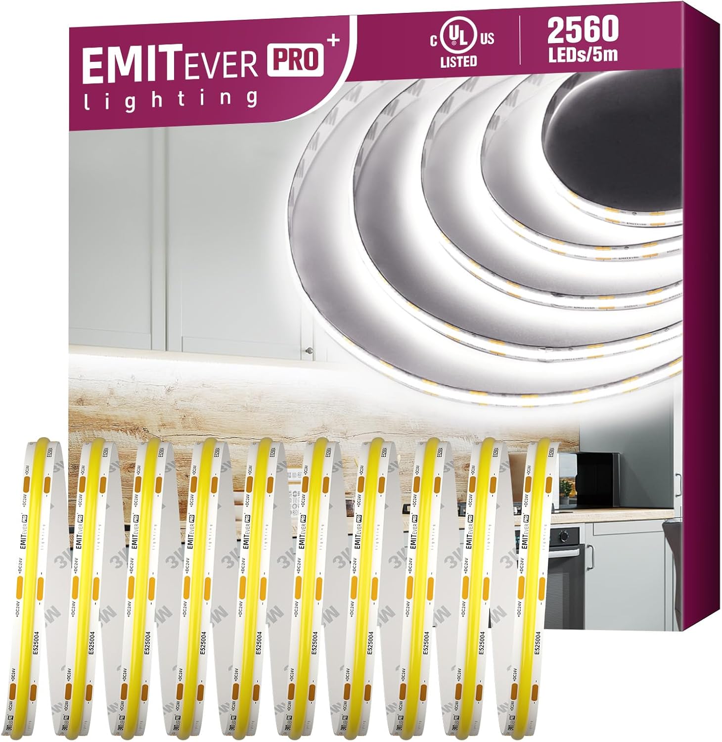 EMITEVER COB LED Strip Lights White 5000K for Versatile Lighting