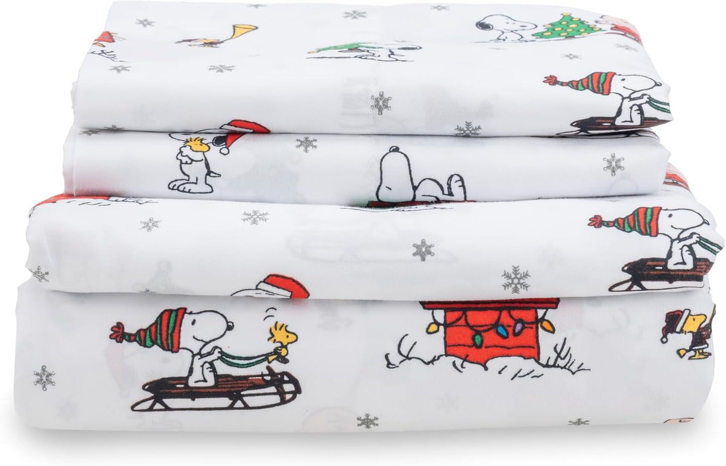 Peanuts Kids Sheet Set Queen Size with Snoopy Print - 4 Pieces