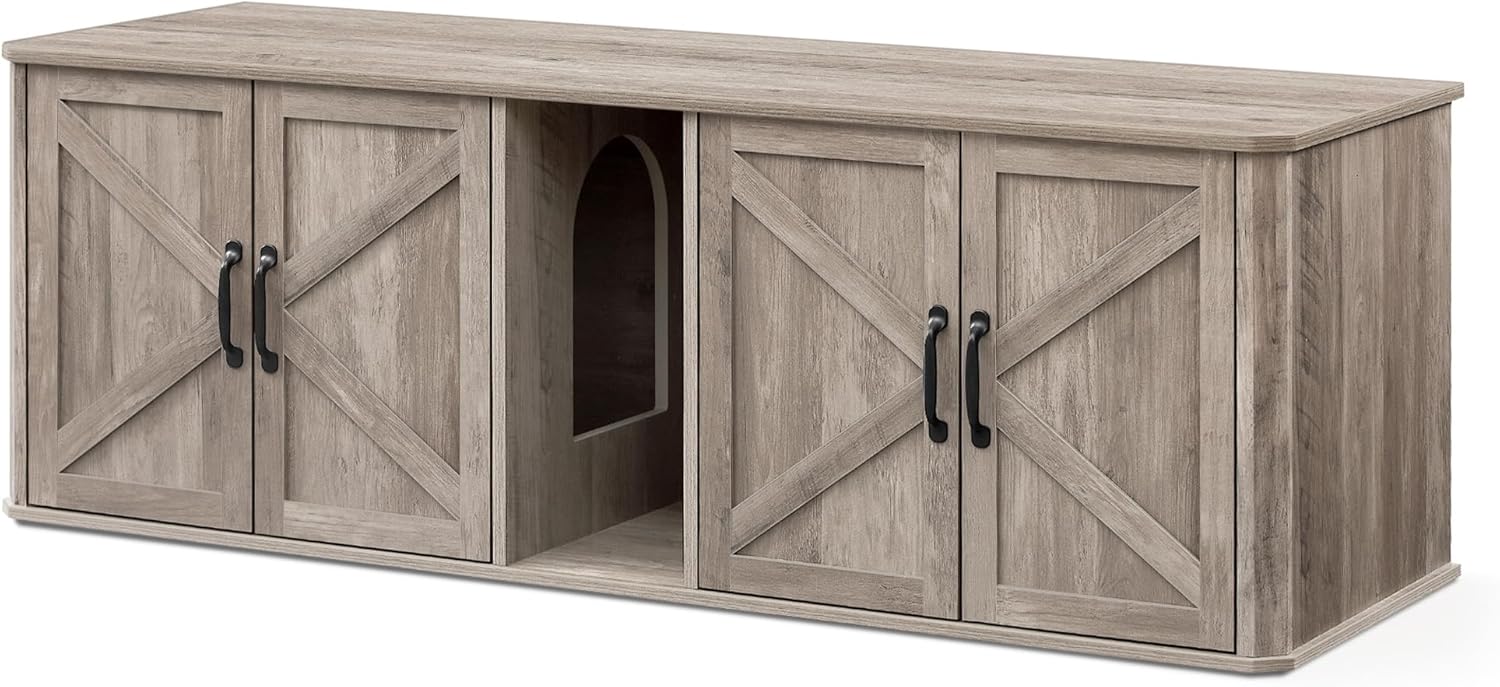 Feandrea Double Cat Litter Box Enclosure for Stylish Homes