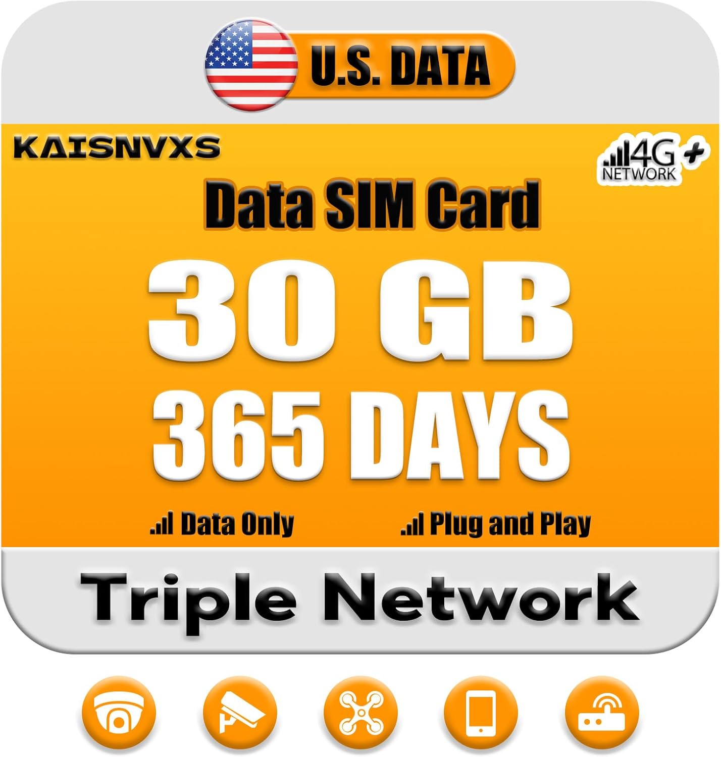 4G LTE Cellular Data SIM Card for 365 Days with 30GB Data