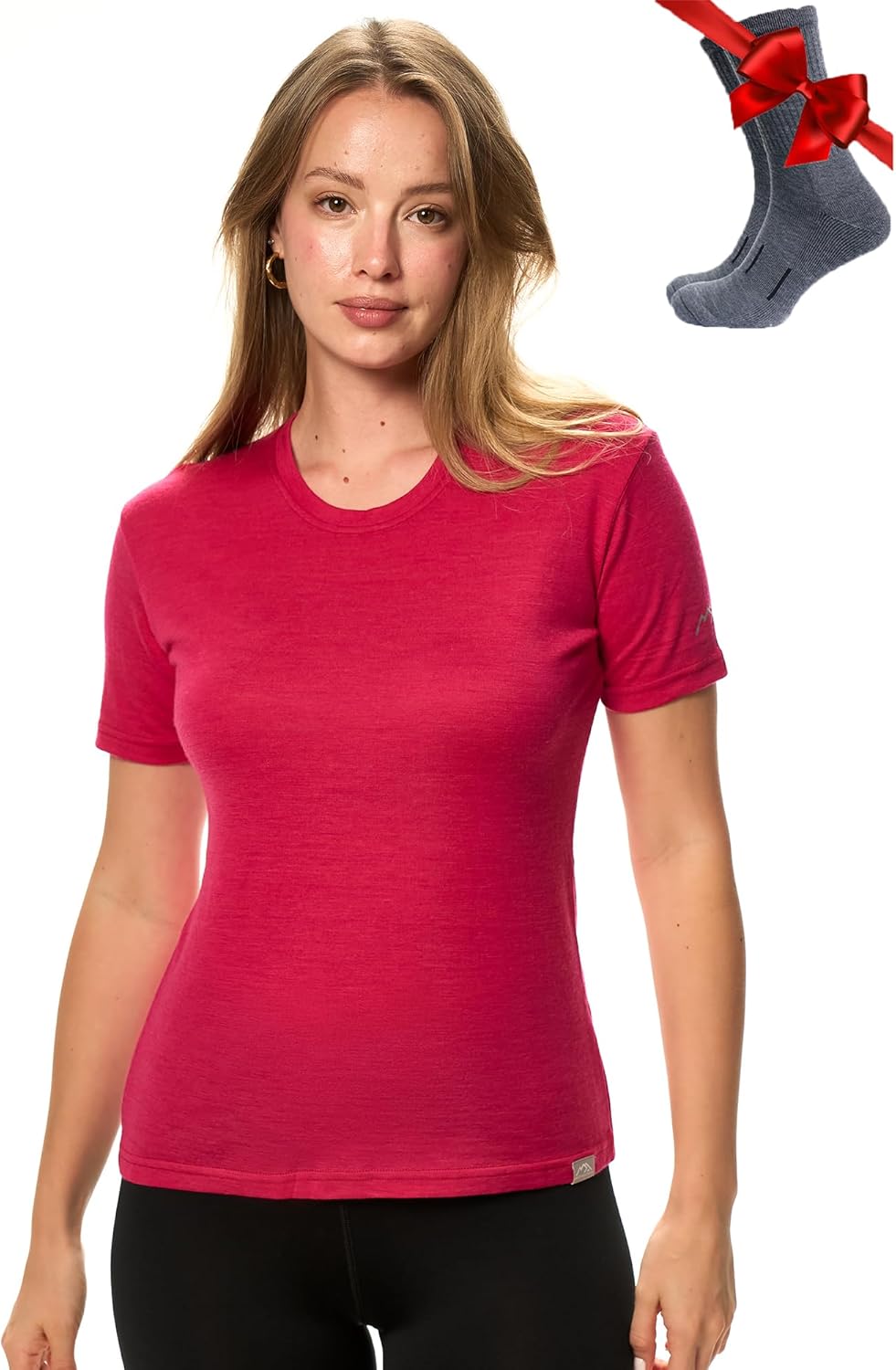 Merino Wool T Shirt Women - Soft Moisture-Wicking Tee & Socks