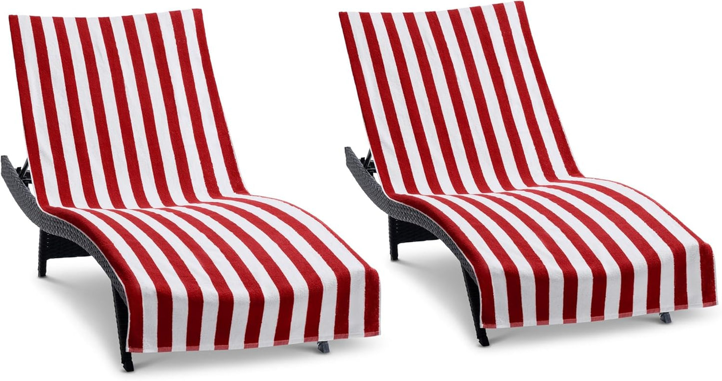 Stylish California Chaise Lounge Covers - Pack of 2 Red