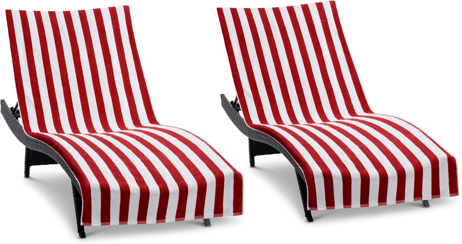 Stylish California Chaise Lounge Covers - Pack of 2 Red