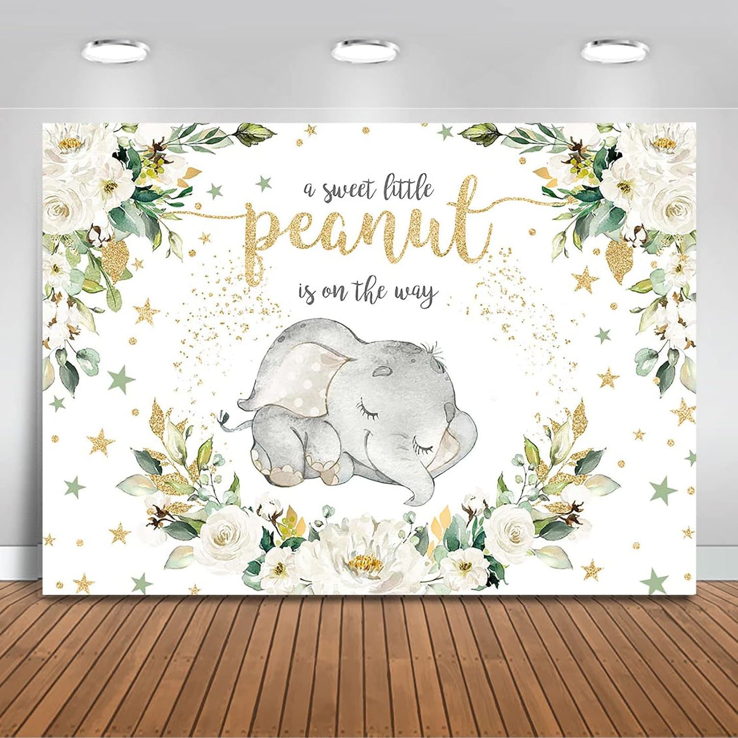 Mocsicka Baby Elephant Backdrop for Sweet Little Peanut Party