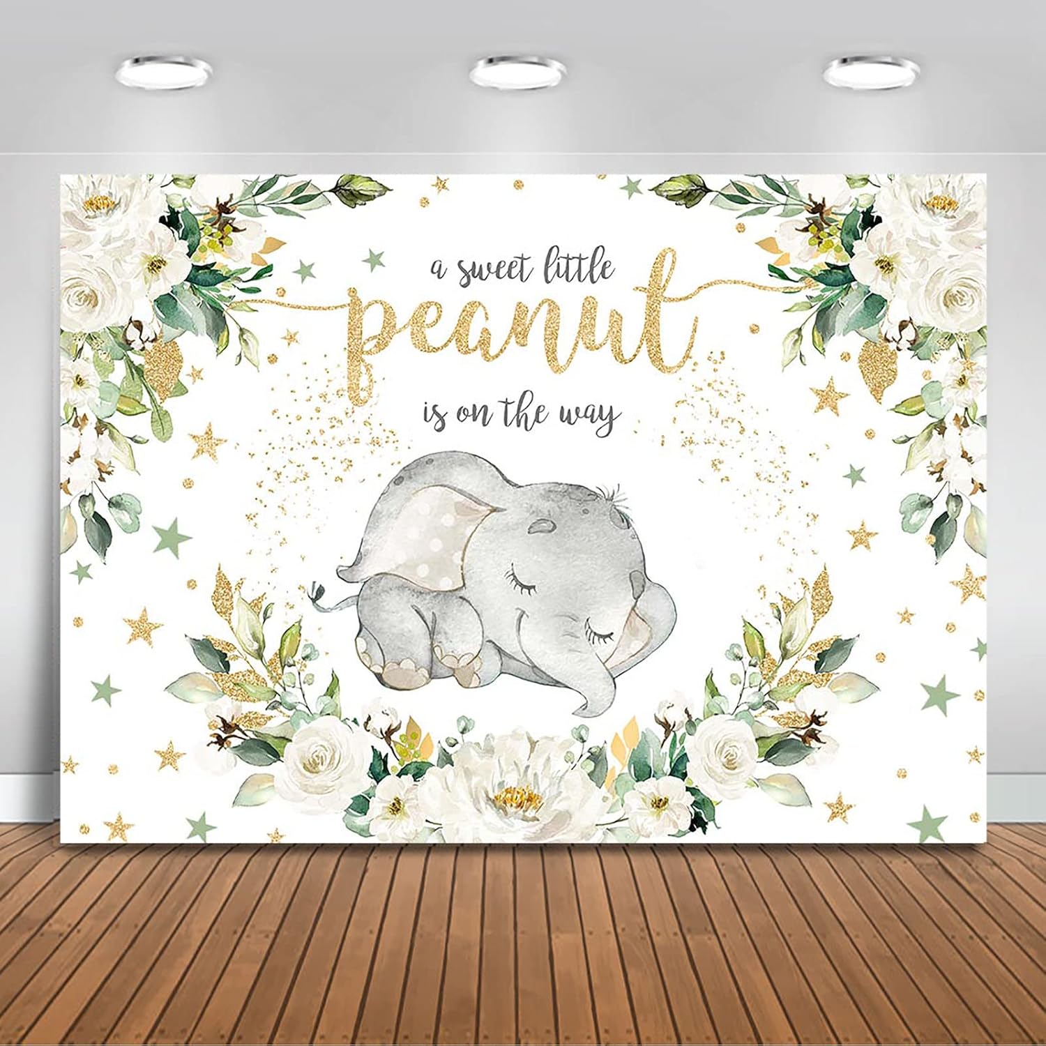 Mocsicka Baby Elephant Backdrop for Sweet Little Peanut Party