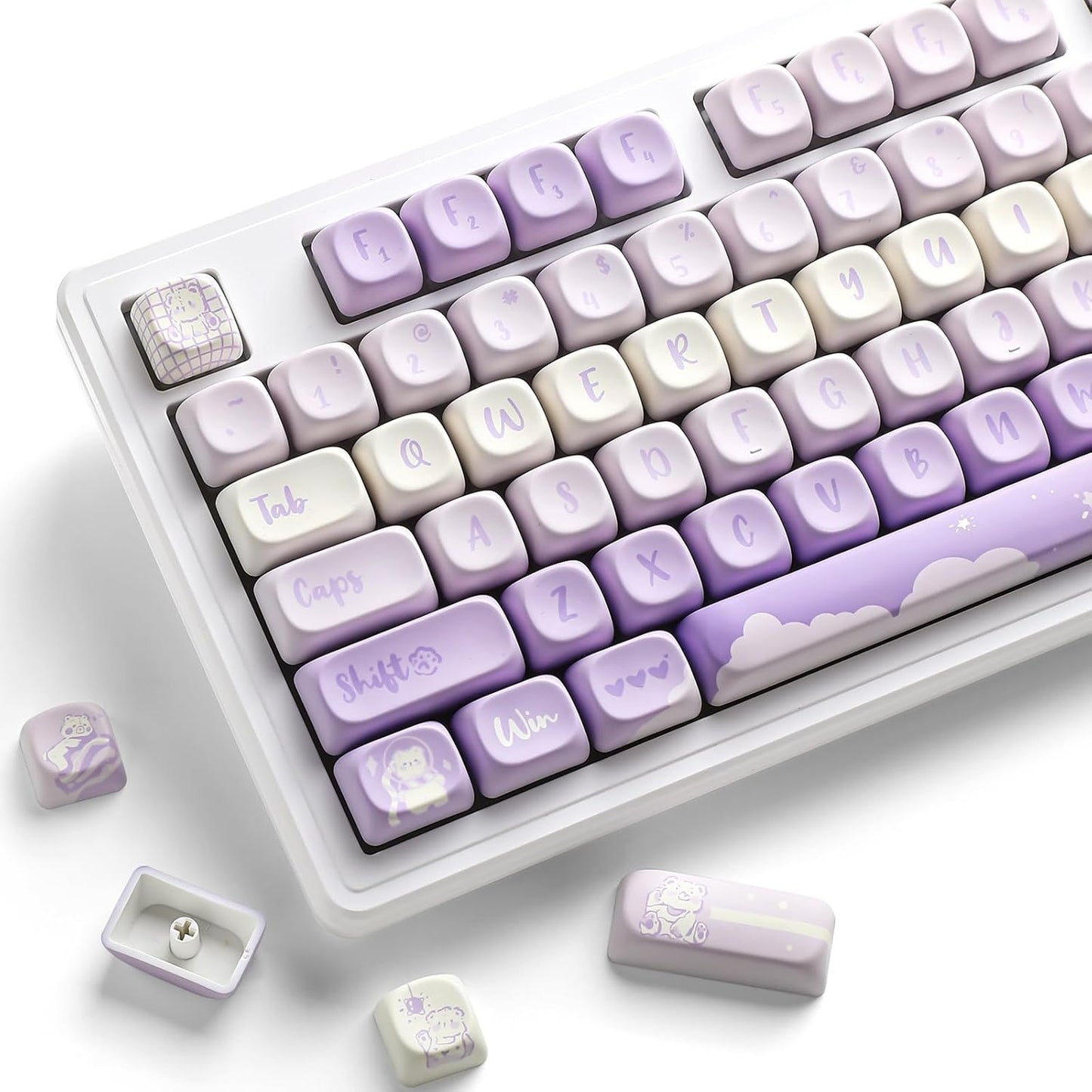 YUNZII 132 Keys MOA Keycaps Set with Cute Bear Design for MX Switches