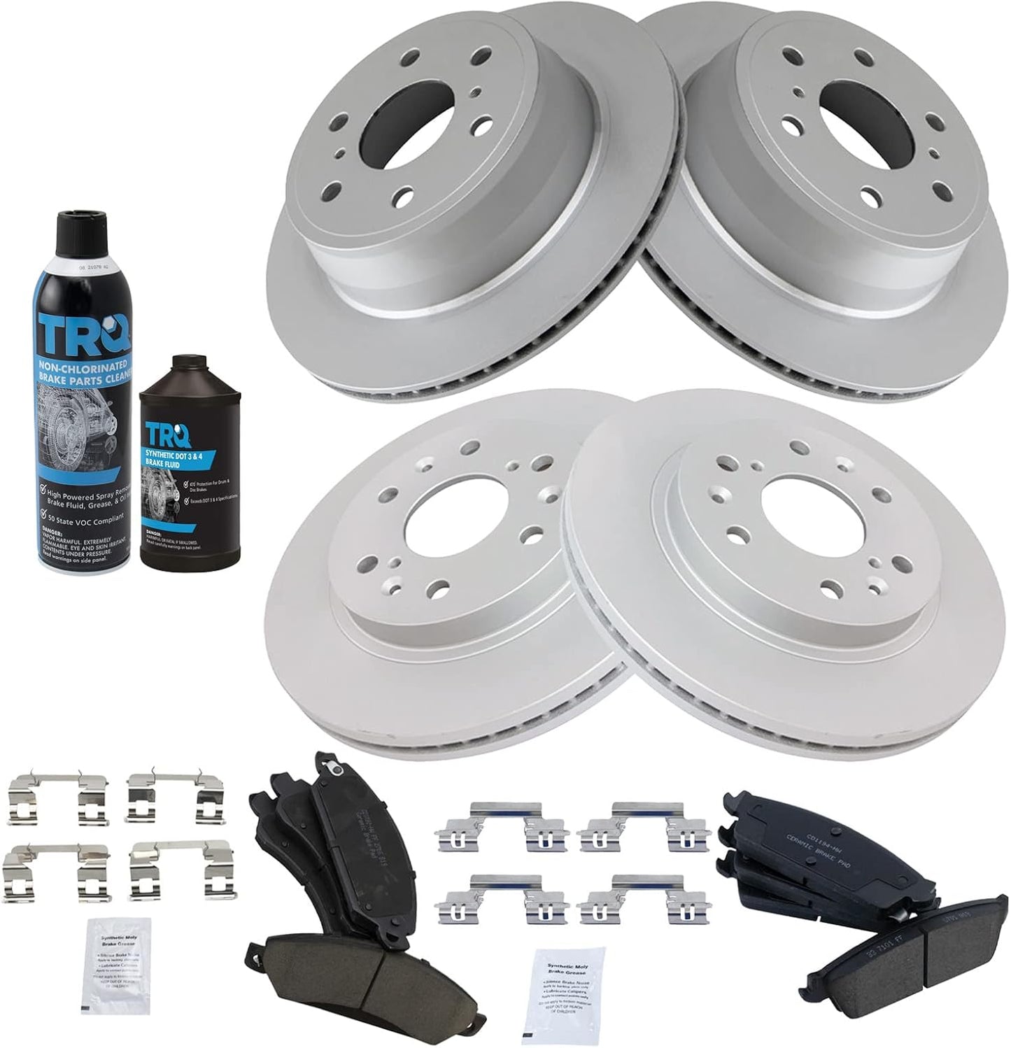 TRQ Brake Pad & Coated Rotor Kit for Chevy GMC Vehicles