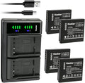 Kastar 1900mAh 4-Pack Batteries with LTD2 USB Dual Charger - Compact
