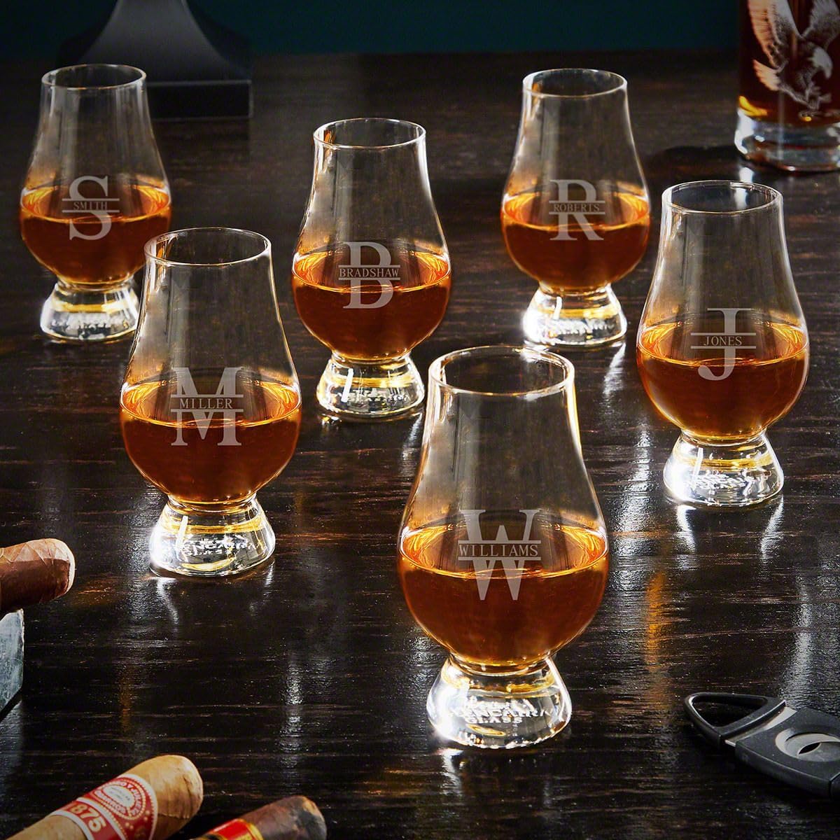 Personalized Whisky Glass Set of 6 - Custom Engraved Glencairn
