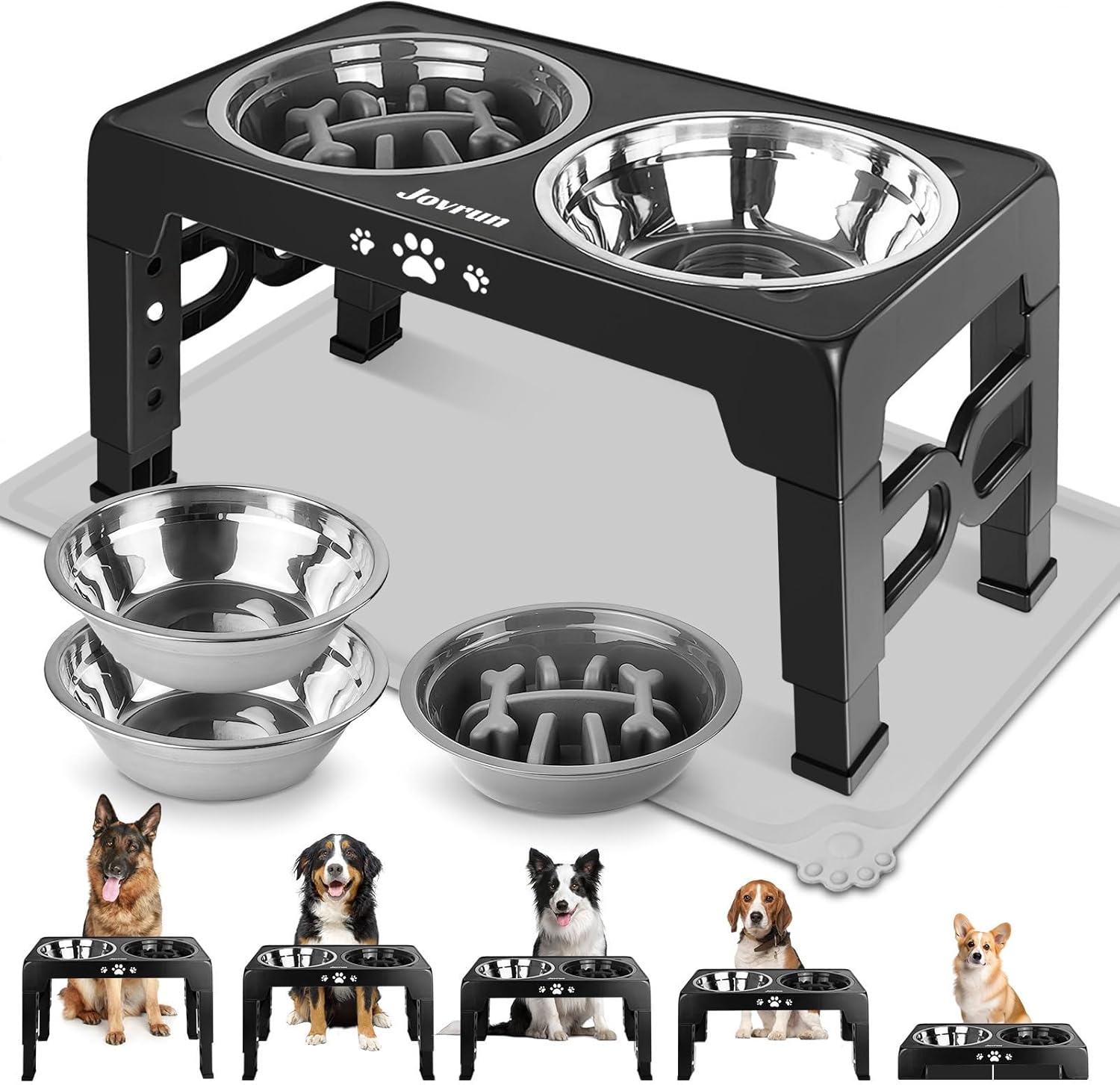 Elevated Dog Bowls with Adjustable Stand for Healthy Dining