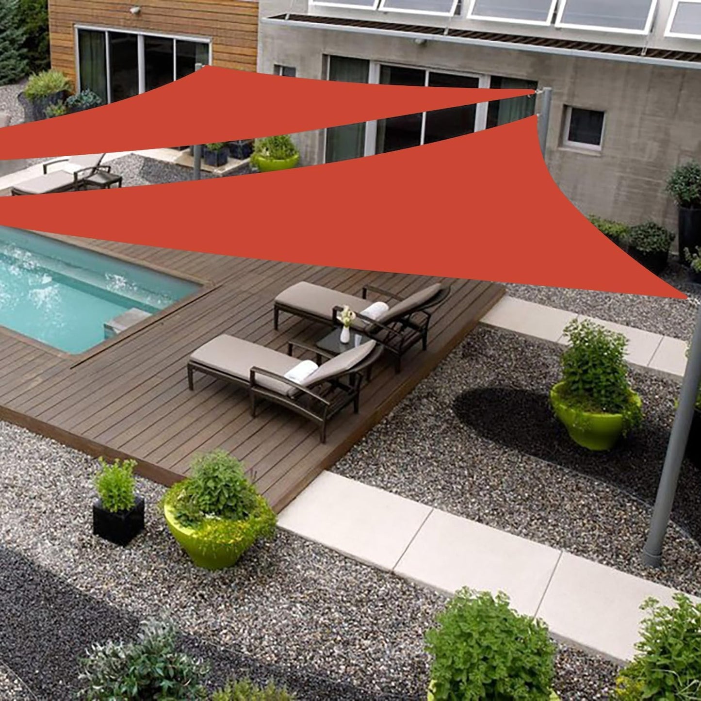 23ft x 24ft x 33.2ft Red Sun Shade Sail for Outdoor Spaces