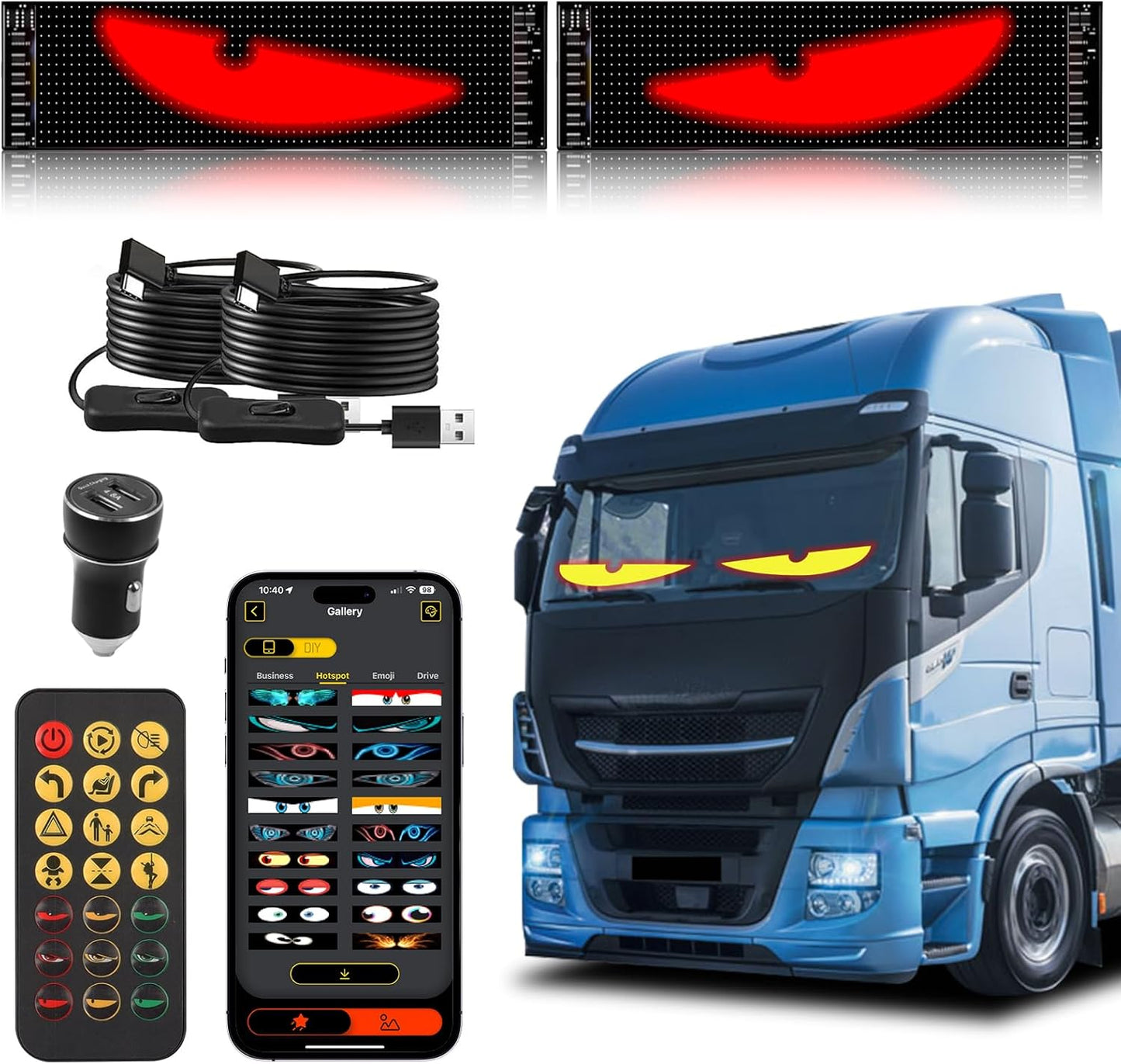 2PCS Devil Eyes Lights for Cars - Programmable LED Display