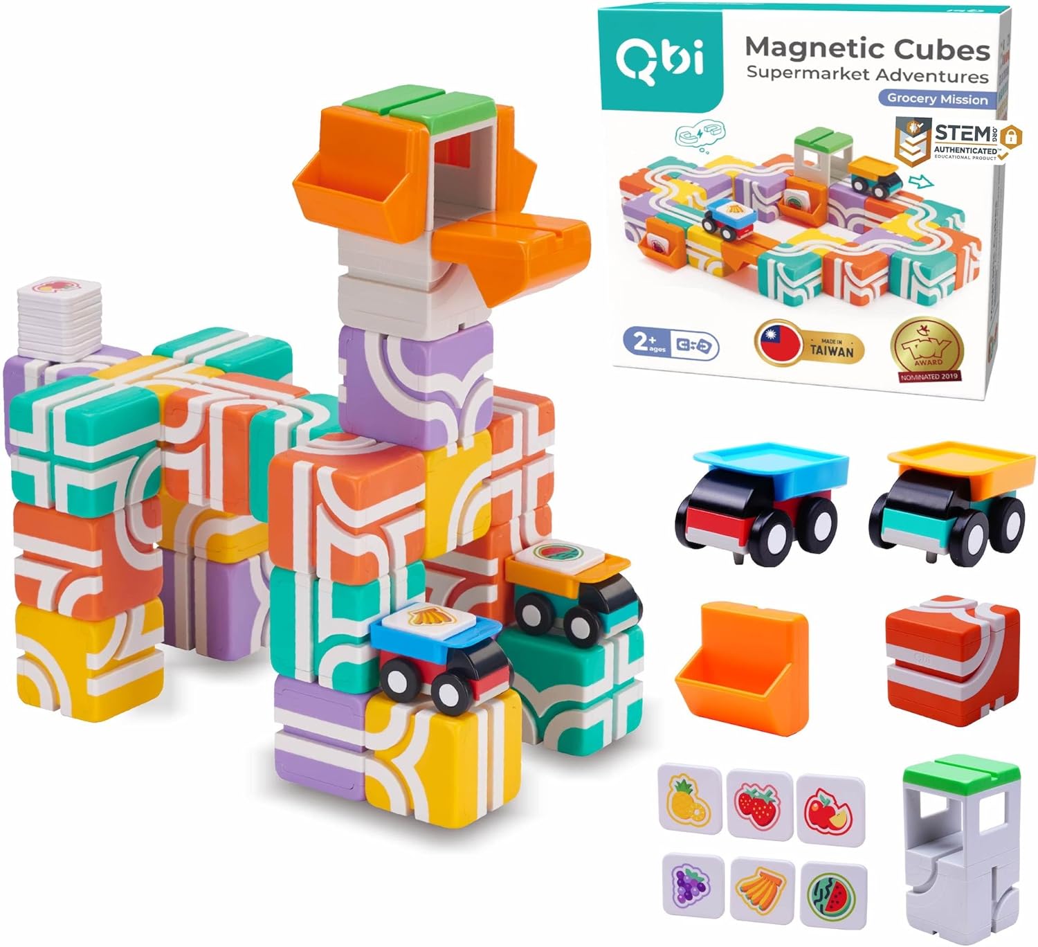 QBI Magnetic Blocks for Toddlers Ages 2-4 | STEM Building Fun