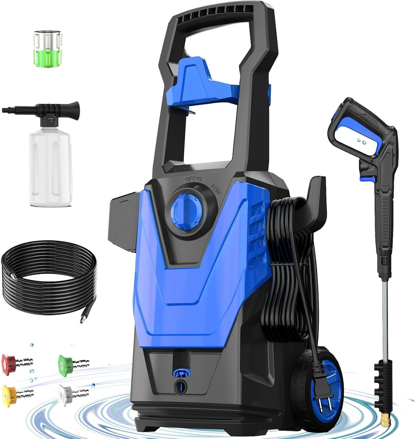 DECOKTOOL Electric Pressure Washer - 4800PSI Power, 20FT Hose, 4 Nozzles, Foam Cannon