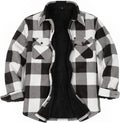 ZENTHACE Men's Sherpa Lined Fleece Plaid Shirt Jacket (Style J896)
