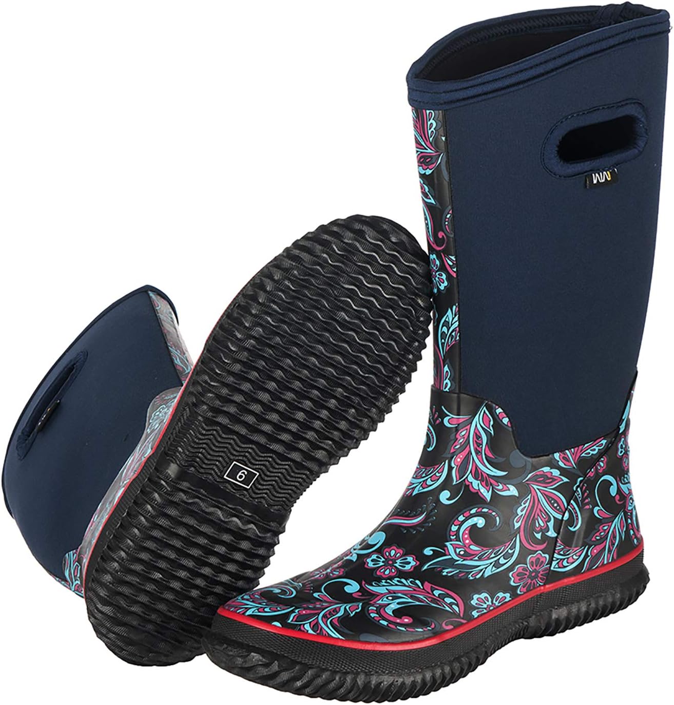 WTW Mid Calf Rain Boots for Women - Waterproof Neoprene Comfort