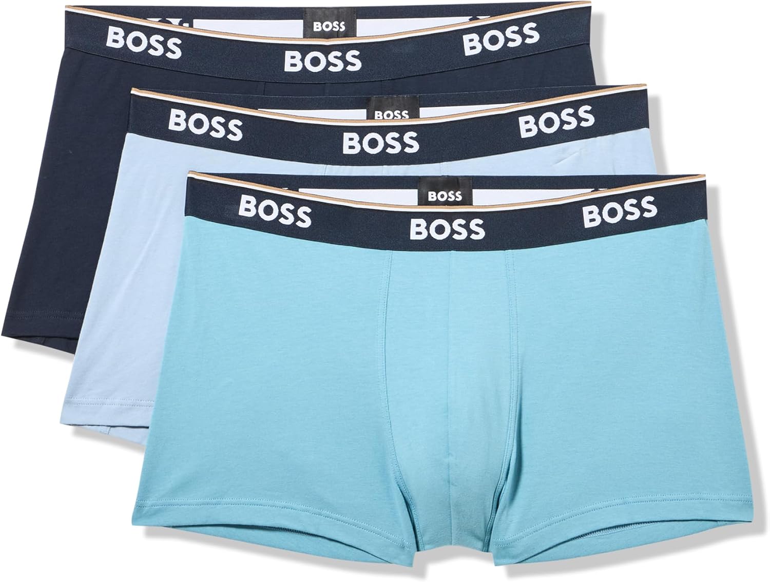 BOSS Men's 3-Pack Multi Color Bold Logo Trunks for Comfort