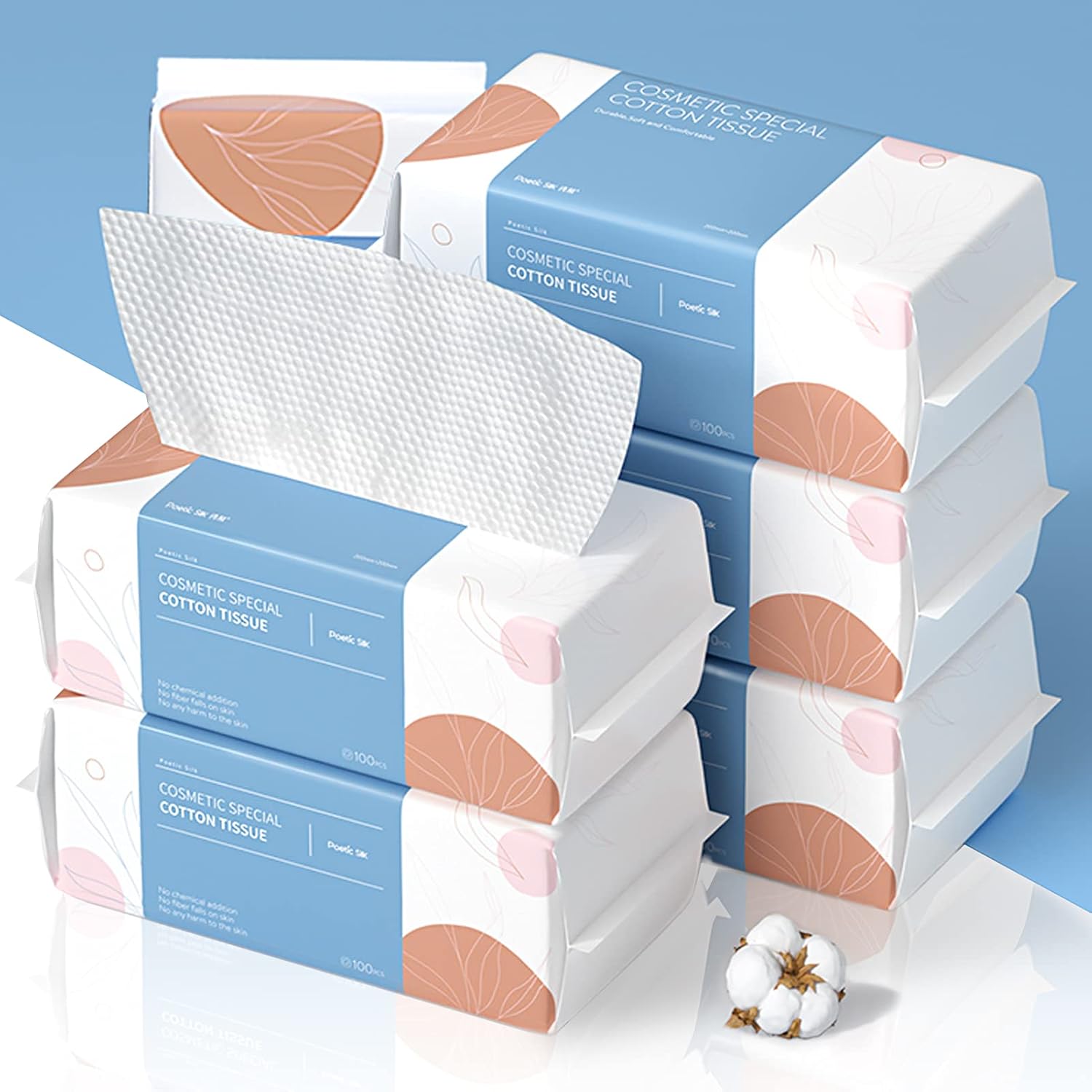 PoeticEHome Soft Dry Wipe 6 Pack - 100% Cotton Facial Tissues