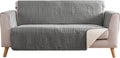 Gray Loveseat Covers 2 Cushion Couch - Water-Repellent Quilted Fit