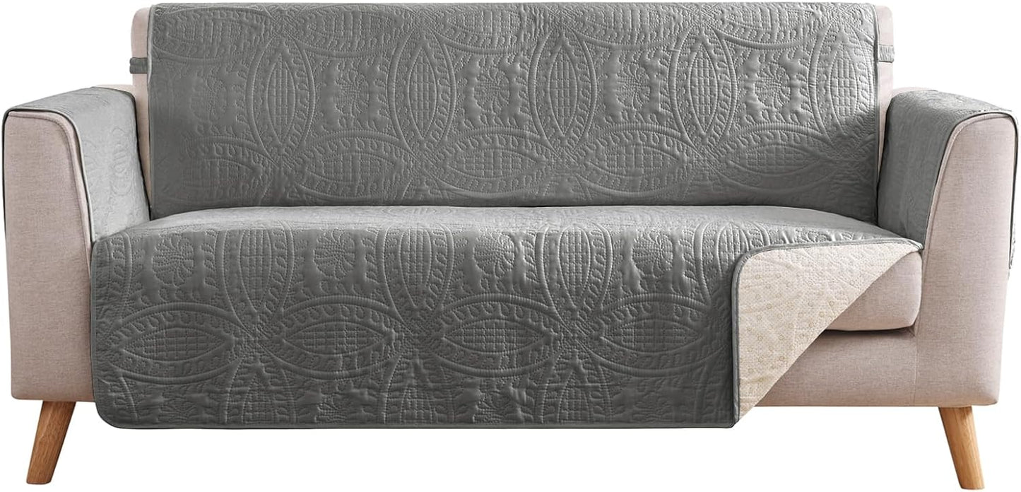 Gray Loveseat Covers for 2 Cushion Couch, Water-Repellent Slipcover