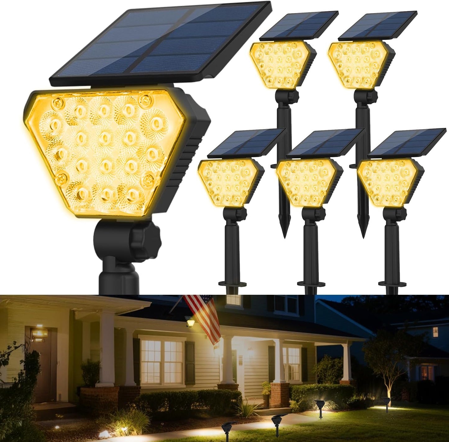 T-SUN Solar Spot Lights Outdoor 6-Pack for Garden and Pathway