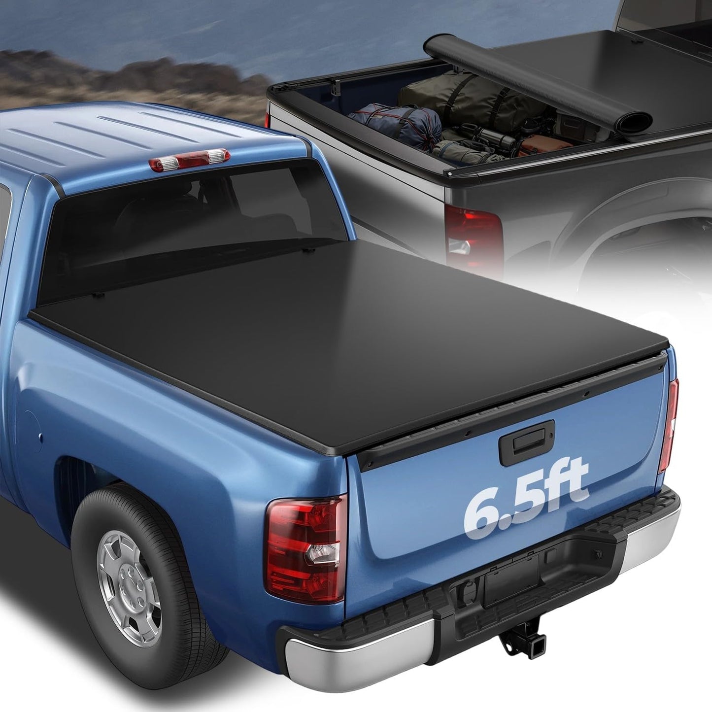 Soft Roll-up Truck Bed Tonneau Cover for Chevy Silverado 6.5Ft