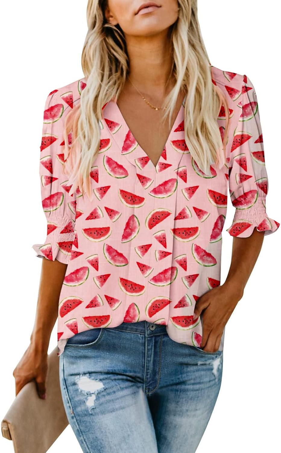 Thanksgiving Blouses for Women with Smocked Sleeve Design