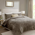 Velvet Quilt Set Full Queen Size in Mocha Brown - Ultra Soft Coverlet