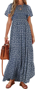 Women's Flutter Sleeve Floral Maxi Dress - Smocked Tiered Fit