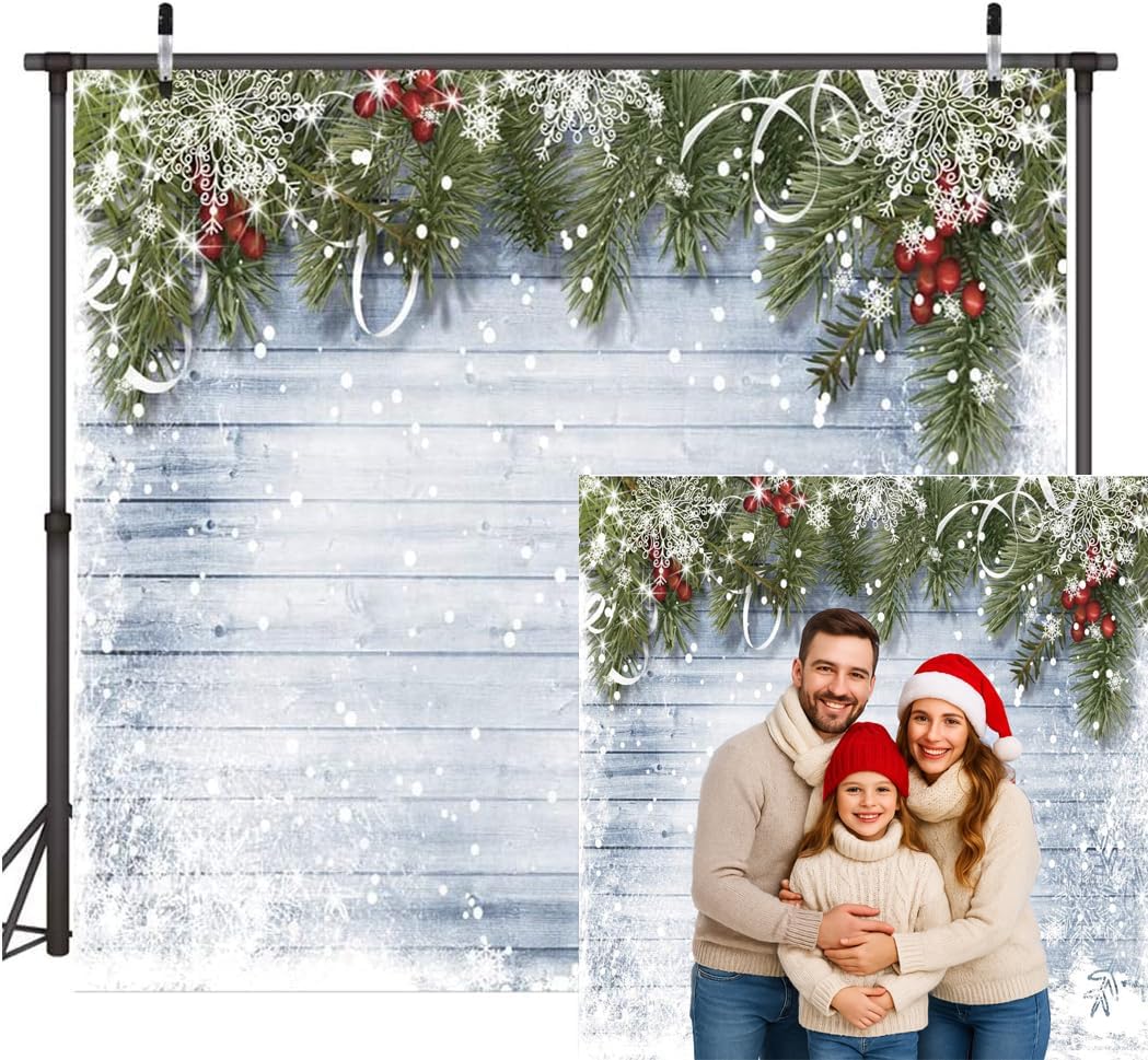 Winter Christmas Backdrop 10x10ft for Holiday Party Decor