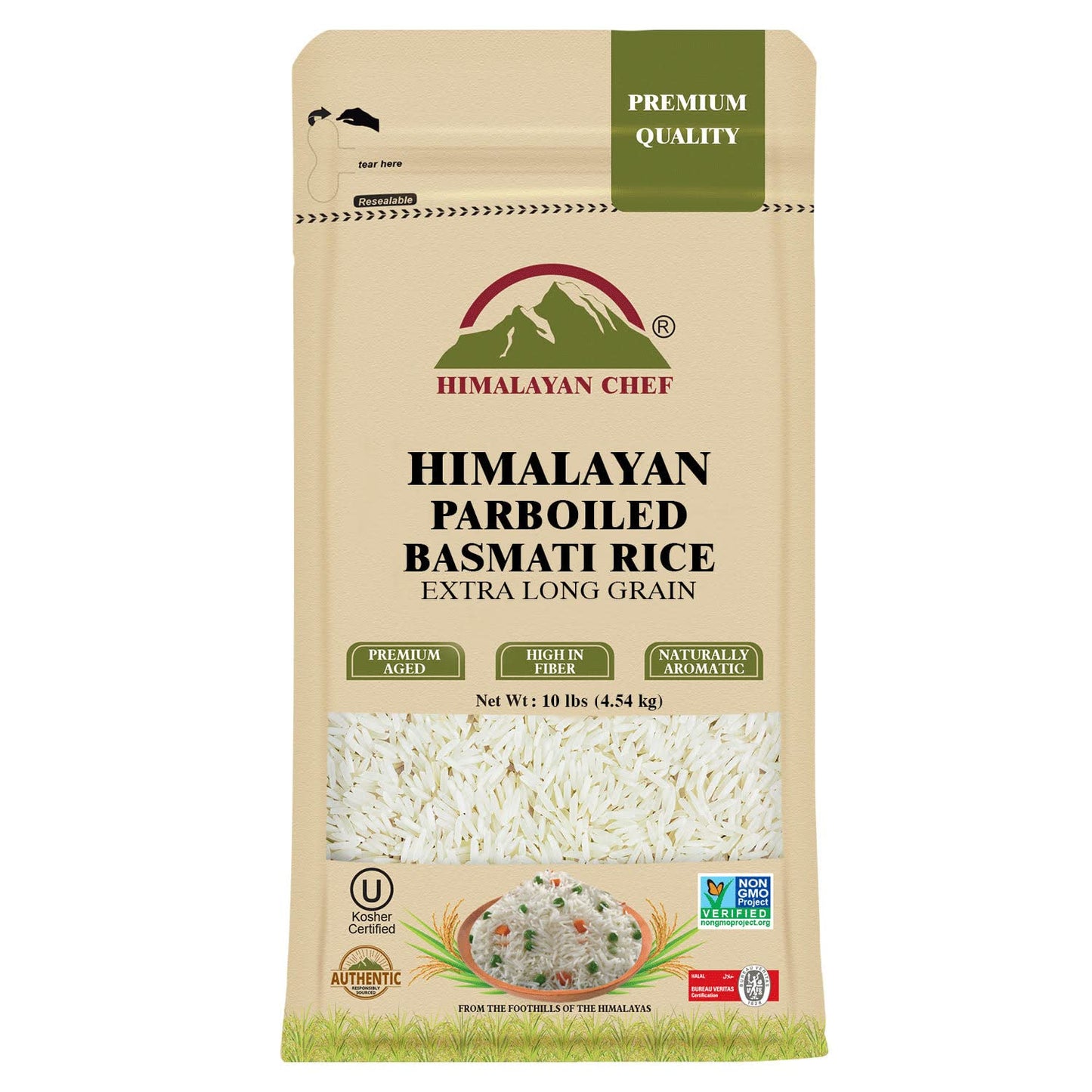 Himalayan Chef Parboiled Basmati Rice - Healthy Extra Long Grain