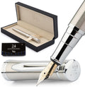 Wordsworth & Black Silver Chrome Fountain Pen Set - Extra Fine 18K