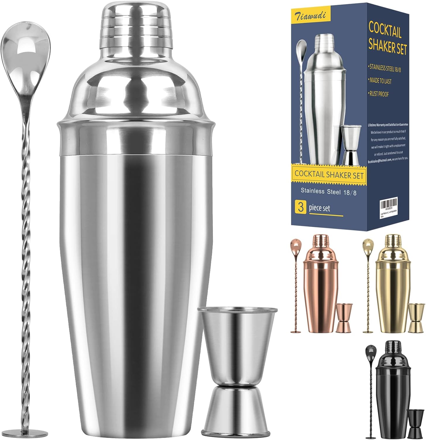 Premium 24oz Stainless Steel Shaker Set - Professional Bartender Essential