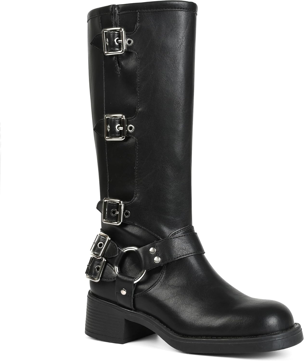 Knee High Boots Women Square Toe Pull On Wide Calf Fashion