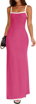 ZESICA Women's 2025 Spaghetti Straps Maxi Dress - Flattering Beachwear