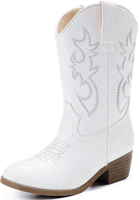 Cowboy Boots for Girls with Pointed Toe and Chunky Heel