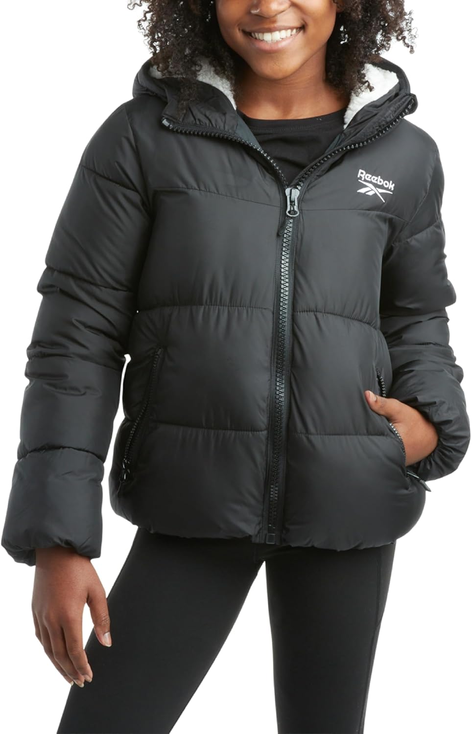 Reebok Girls Winter Jacket - Heavyweight Quilted Puffer Coat