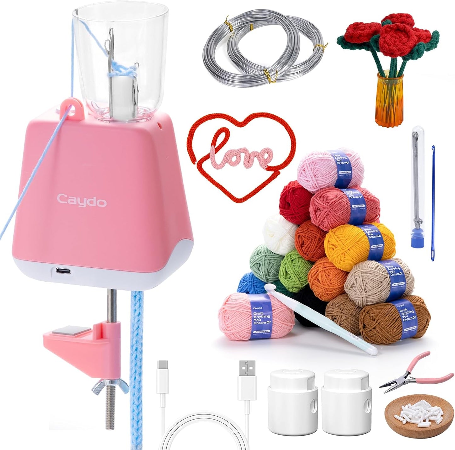 Caydo iCord Maker Kit for Beginners - 92pcs Knitting Set