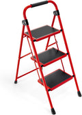 KINGRACK 3 Step Ladder with Anti-Slip Pedals and Handrails