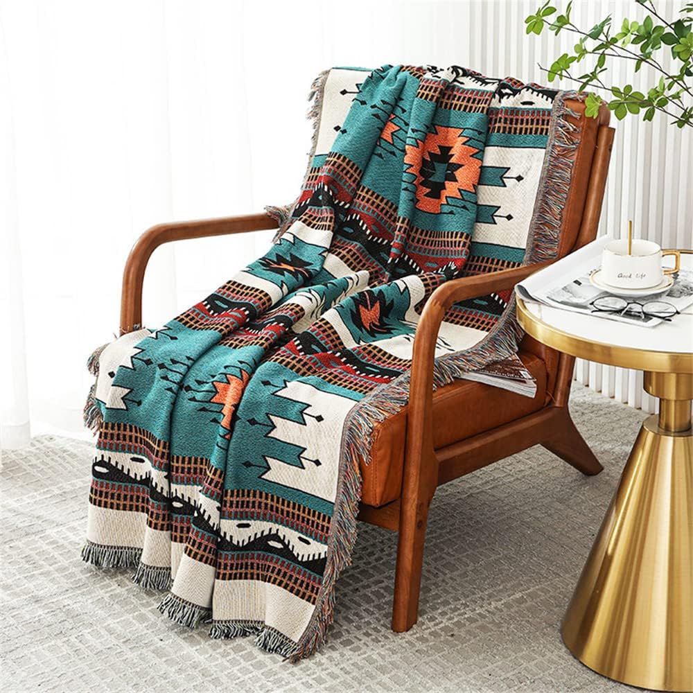 Boho Throw Blankets for Couch Chair Sofa - Reversible Aztec Design
