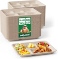 JOLLY CHEF Compostable 5 Compartment Paper Plates 500 Pack - Heavy