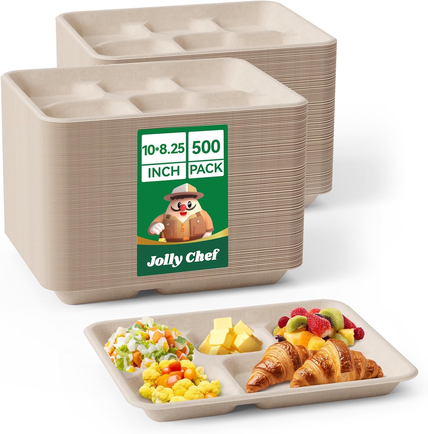 Compostable 5 Compartment Paper Plates for Eco-Friendly Dining