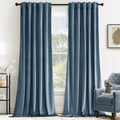MIULEE Velvet Curtains 96 in - Luxury Blackout Stone Blue Panels