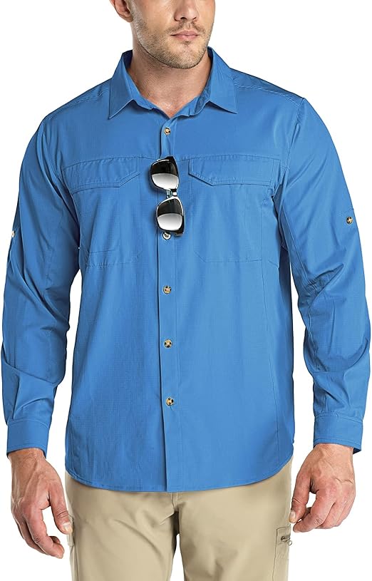 Outdoor Ventures Men's UPF 50+ UV Sun Protection Hiking Shirt