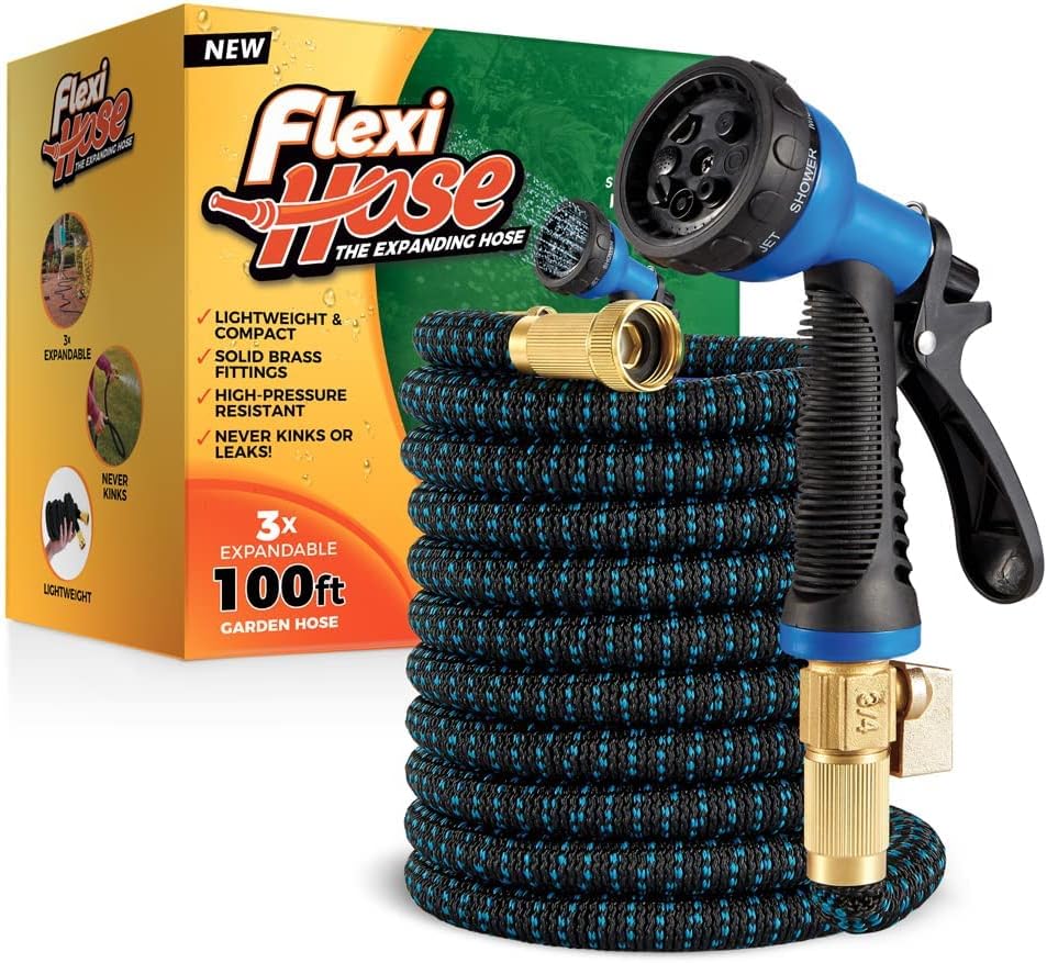 Flexi Hose Expandable Garden Hose 100FT with 8 Function Nozzle